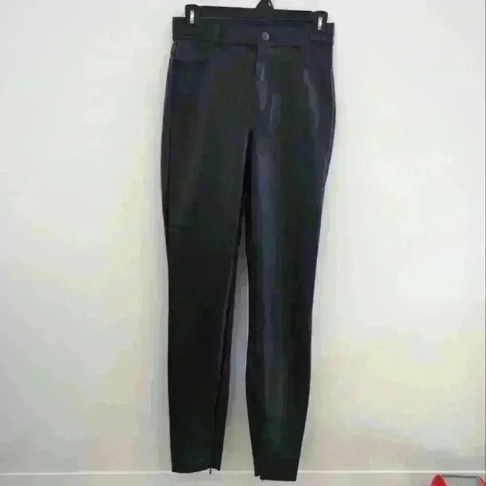 ZARA | Women's Black Faux Leather High Waisted Fleece Lined  Pants
